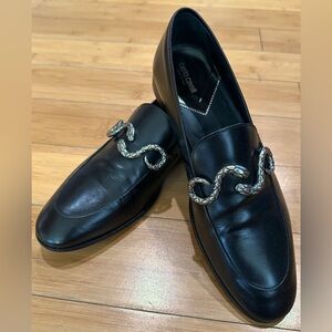 Roberto Cavalli Moc Toe Slip-On Loafers With Snake Ornament Men’s Size 9.5 Black